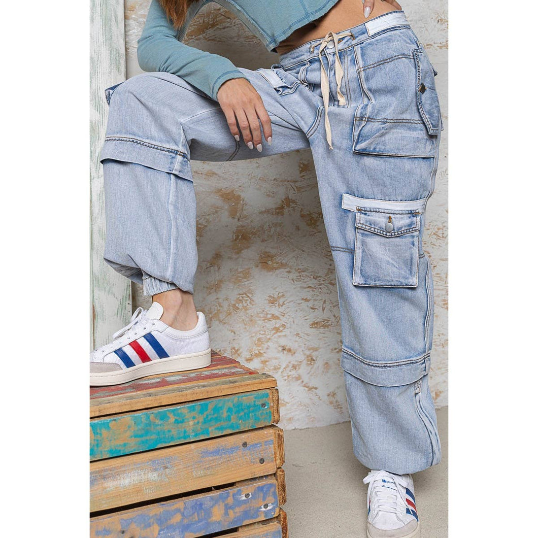 Buy FORGIVE Women's/Girls Light Blue Denim Cargo Joggers Jeans | Elastic  Waist Online at Best Prices in India - JioMart.
